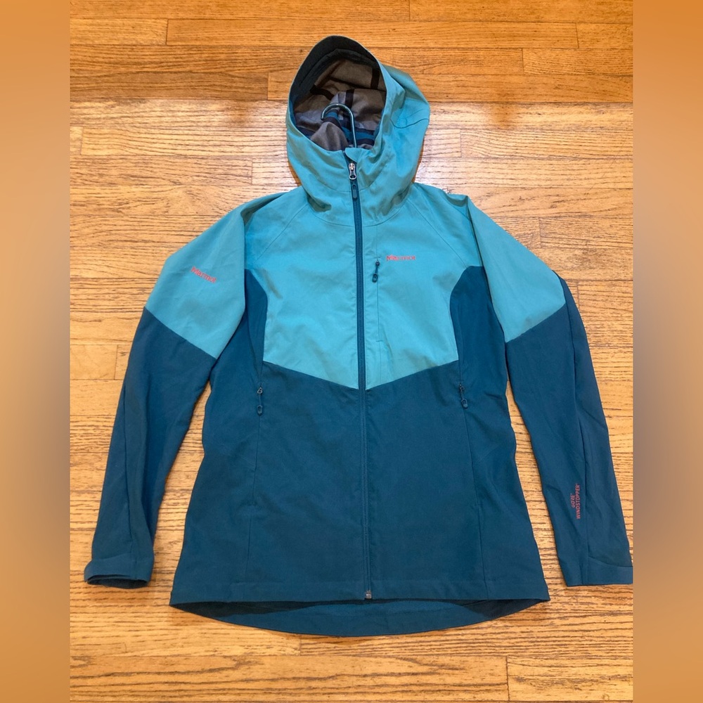 Marmot ROM Gore Windstopper Soft Shell Jacket Hooded Teal / Green - Women's L